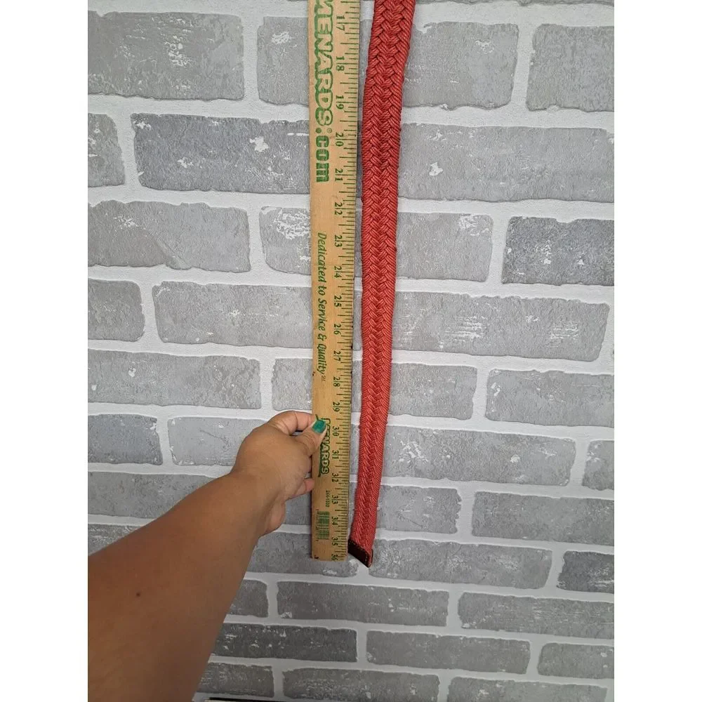 Vintage Y2K Braided Genuine‎ Leather Orange Womens Belt Size 10-12
